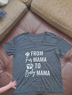 Maternity "From Fur Mama to Baby Mama" Graphic Tee - Gray